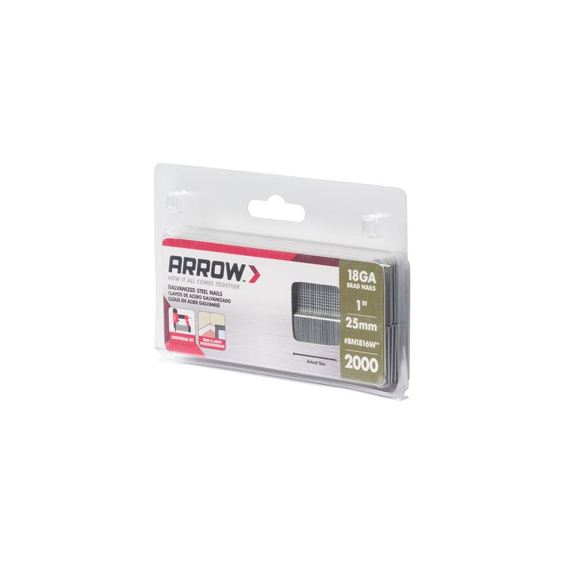 Arrow Fastener Arrow BN1816WCS 18-Gauge Steel Brad Nails for Molding, Cabinets, Framing, Trim, and Finishing, Safe to Use with Electric or Battery Powered Nailers, 1-Inch, 2000 Pack - Image 2